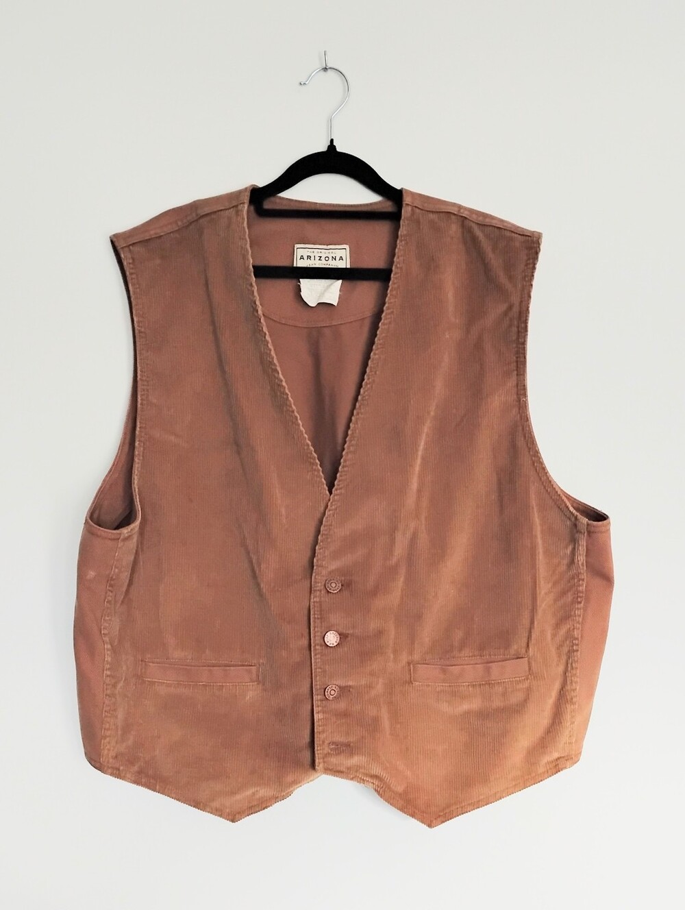 90's Arizona Jean Company Men's Corduroy Vest in Light Brown Rust